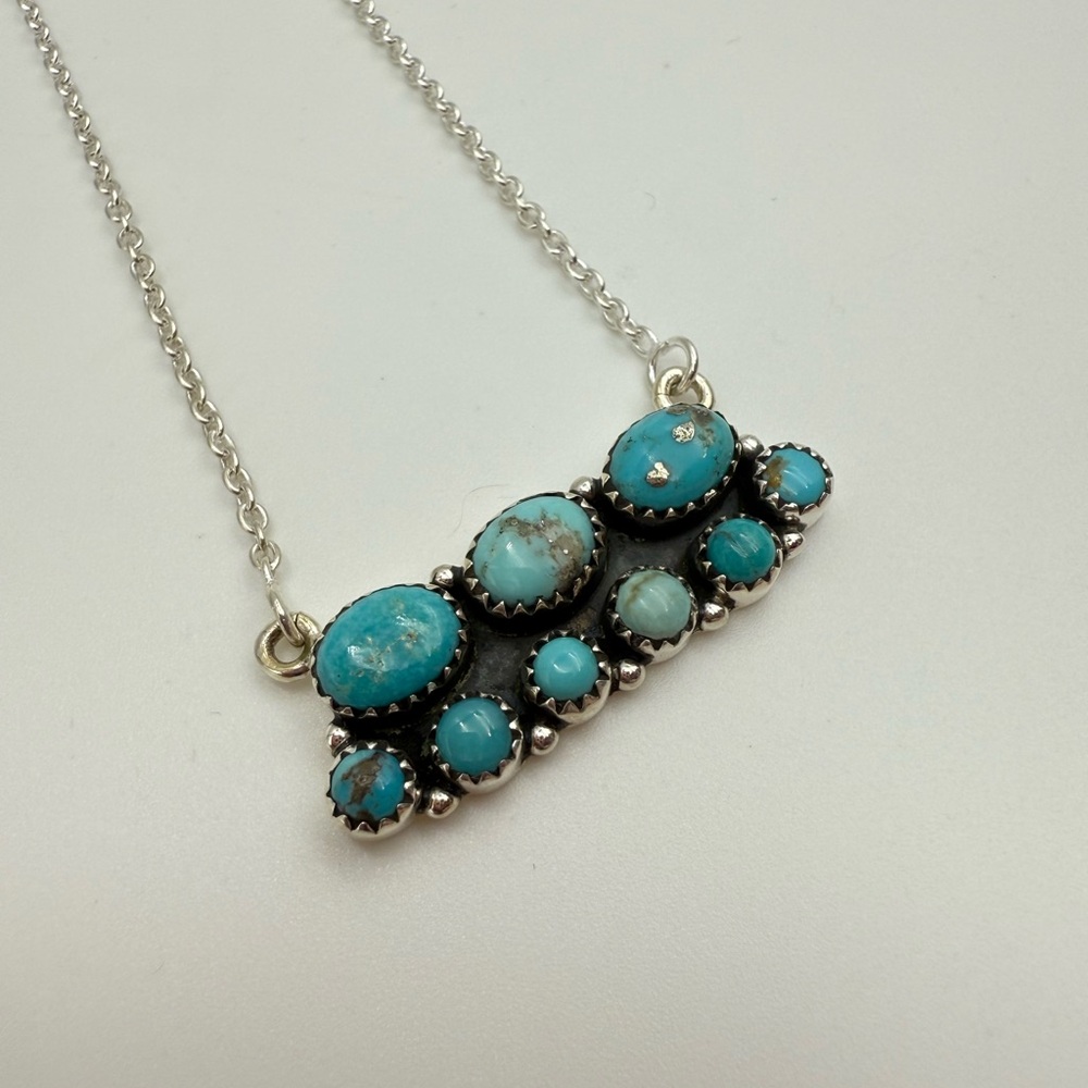 Turquoise Double Stack Sterling Silver 925 Neckla… - image 2